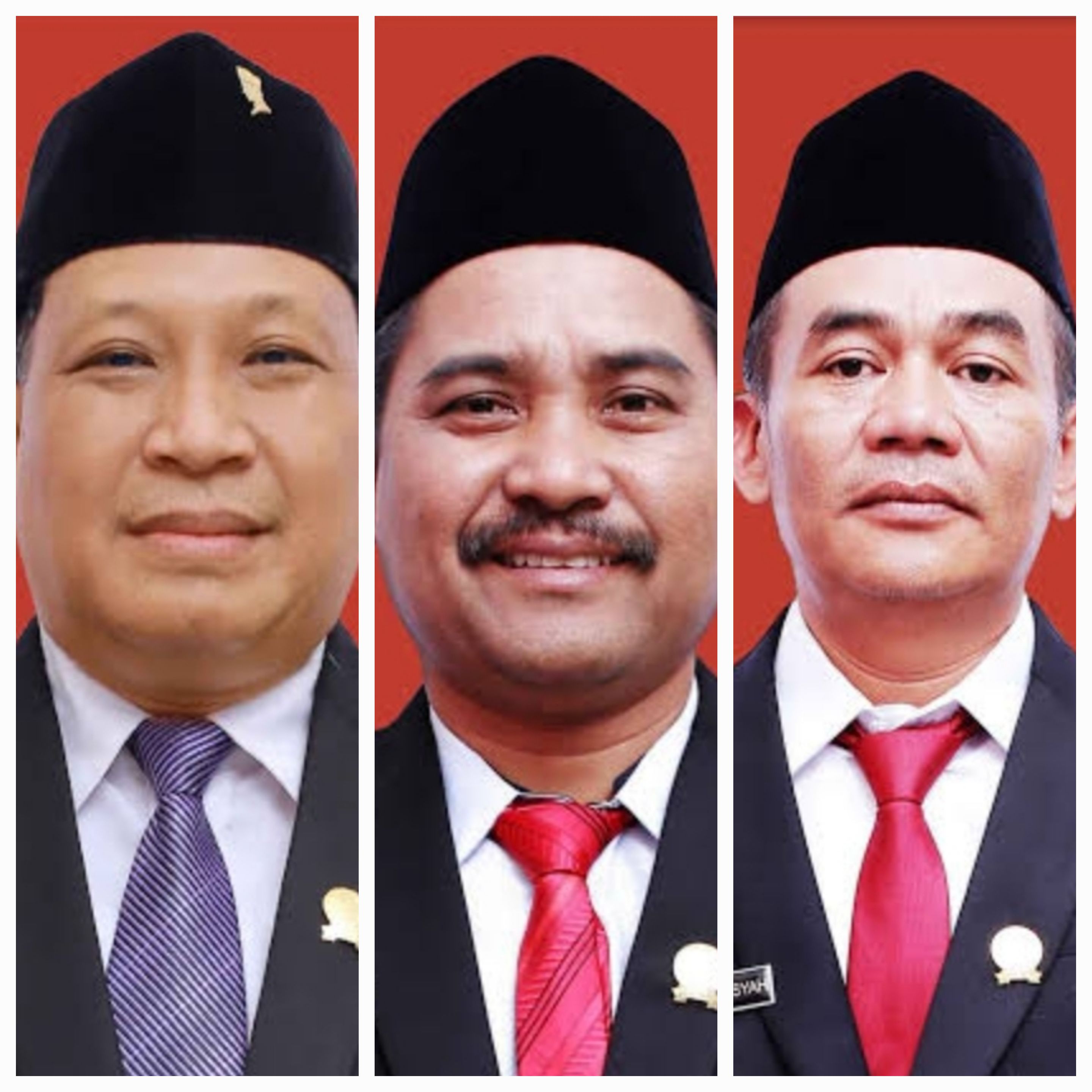 Tiga kandidat calon wakil ketua DPRD Gresik dari PDIP Perjuangan yakni Ketua DPC Mujid Riduan (kiri), Sekretaris DPC Noto Utomo (tengah) dan peraih suara terbanyak Sulisno Irbansyah (kanan).