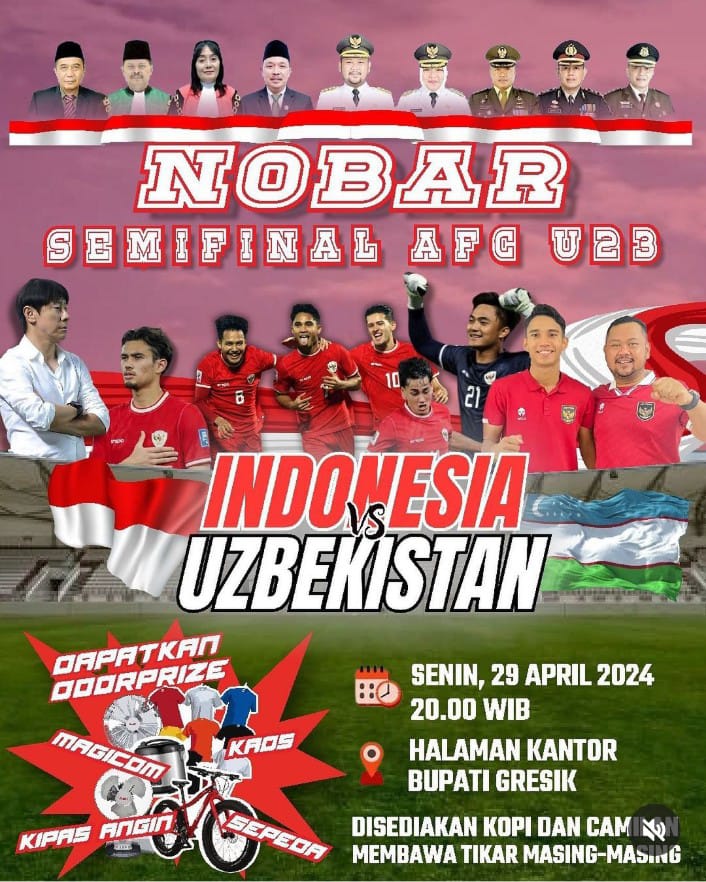 MENARIK: Pemkab Gresik juga turut menggelar nobar Semi Final Piasa Asia U23