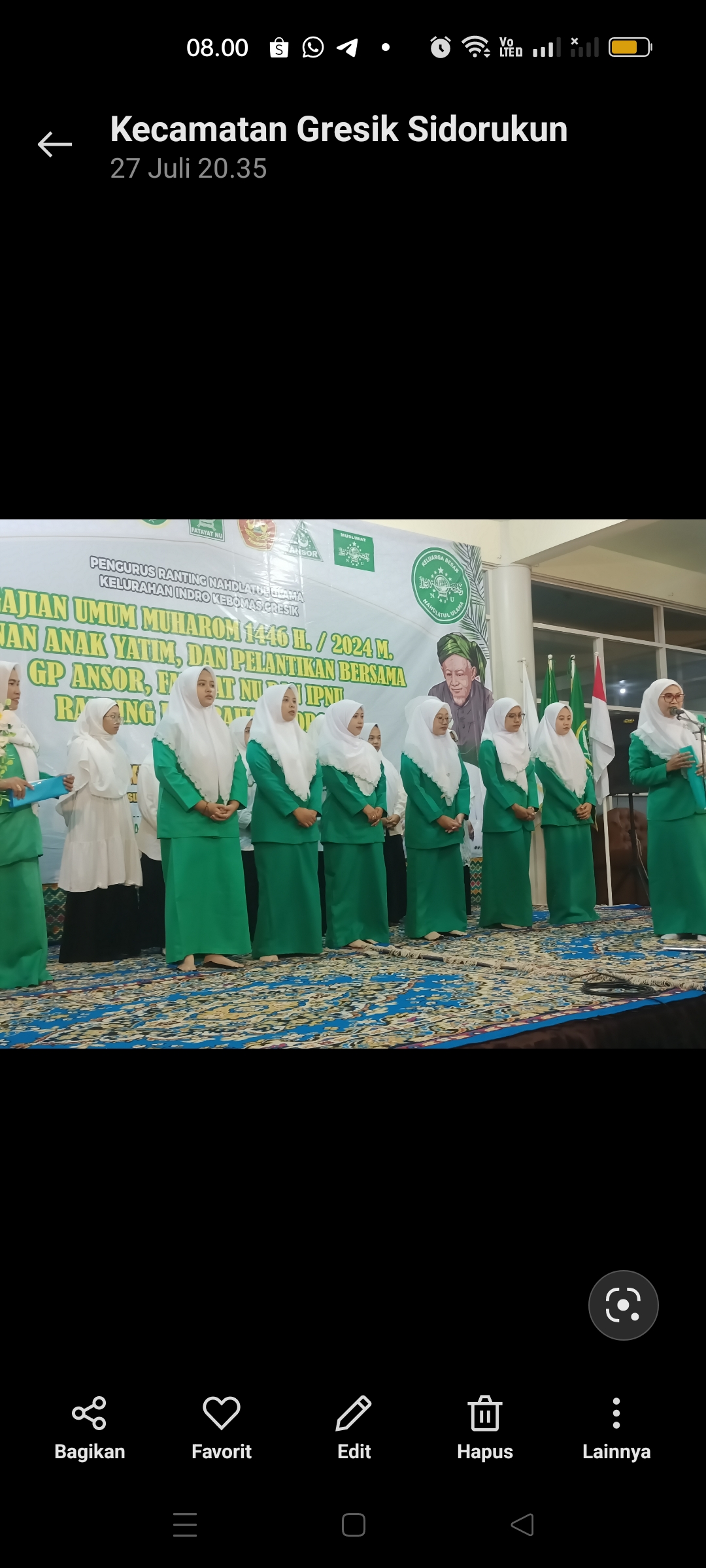 PELANTIKAN BERSAMA: PC Fatayat NU Gresik melatih ranting Fatayat NU Indro di Gresik.