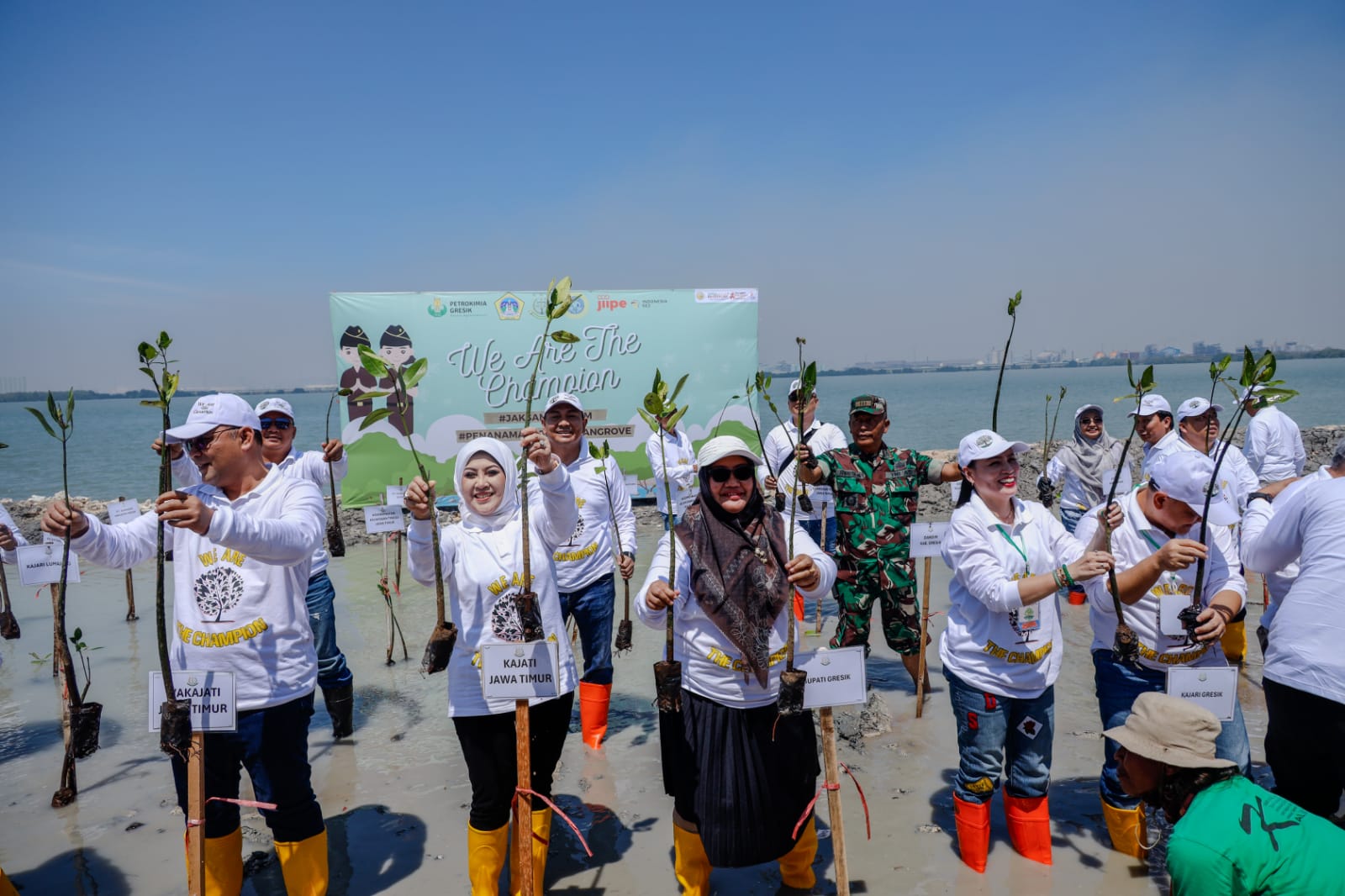 OPTIMISTIS: Kajati Jatim dan Wabup Gresik Lakukan Penanaman 200.500 Mangrove di Pesisir Pantai Utara