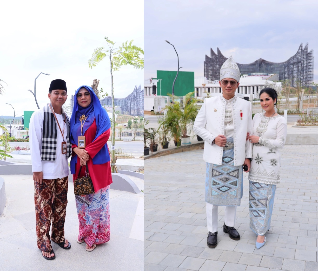 Serasi : Menteri ATR BPN, Agus Harimurti Yudhoyono dan istri (kanan) mengenakan pakaian Bamaar Galung Pancar Matahari asal Kota Waringinbarat dan Wamen Raja Juli Antoni (kiri) kenakan pakaian betawi