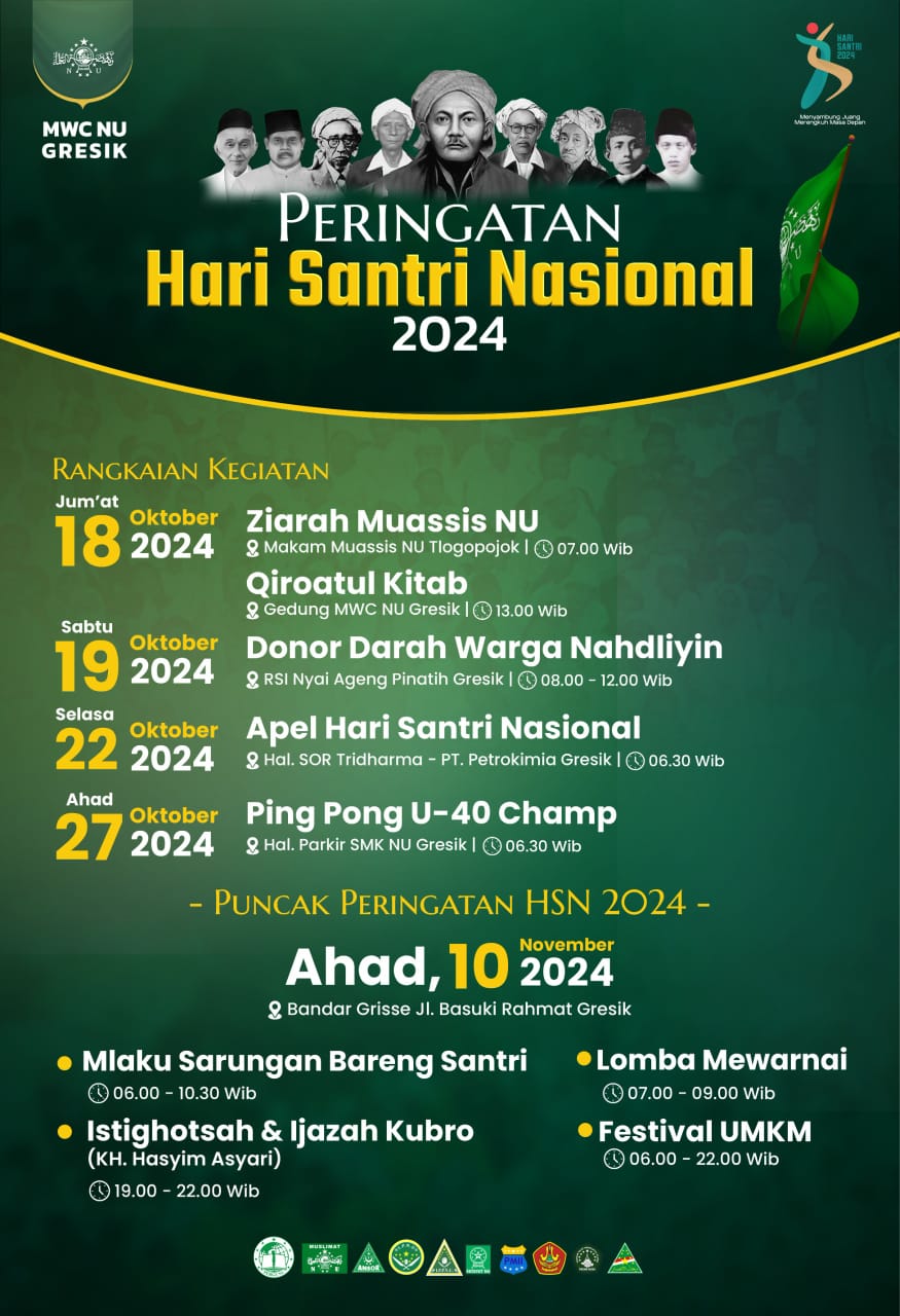 MWCNU dan Radar Gresik akan menggelar Peringatan Hari Santri 2024