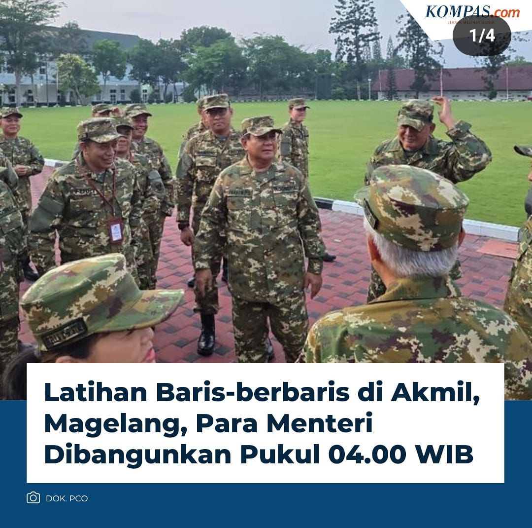 Prabowo di akmil bersama para menteri