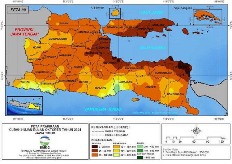 adan Metorologi,Klimatologi, dan Geofisika (BMKG) memberikan peringatan kewaspadaan untuk masyarakat adanya potensi cuaca ekstream yang melanda wilayah Jawa Timur mulai periode 31 Oktober- 6 November