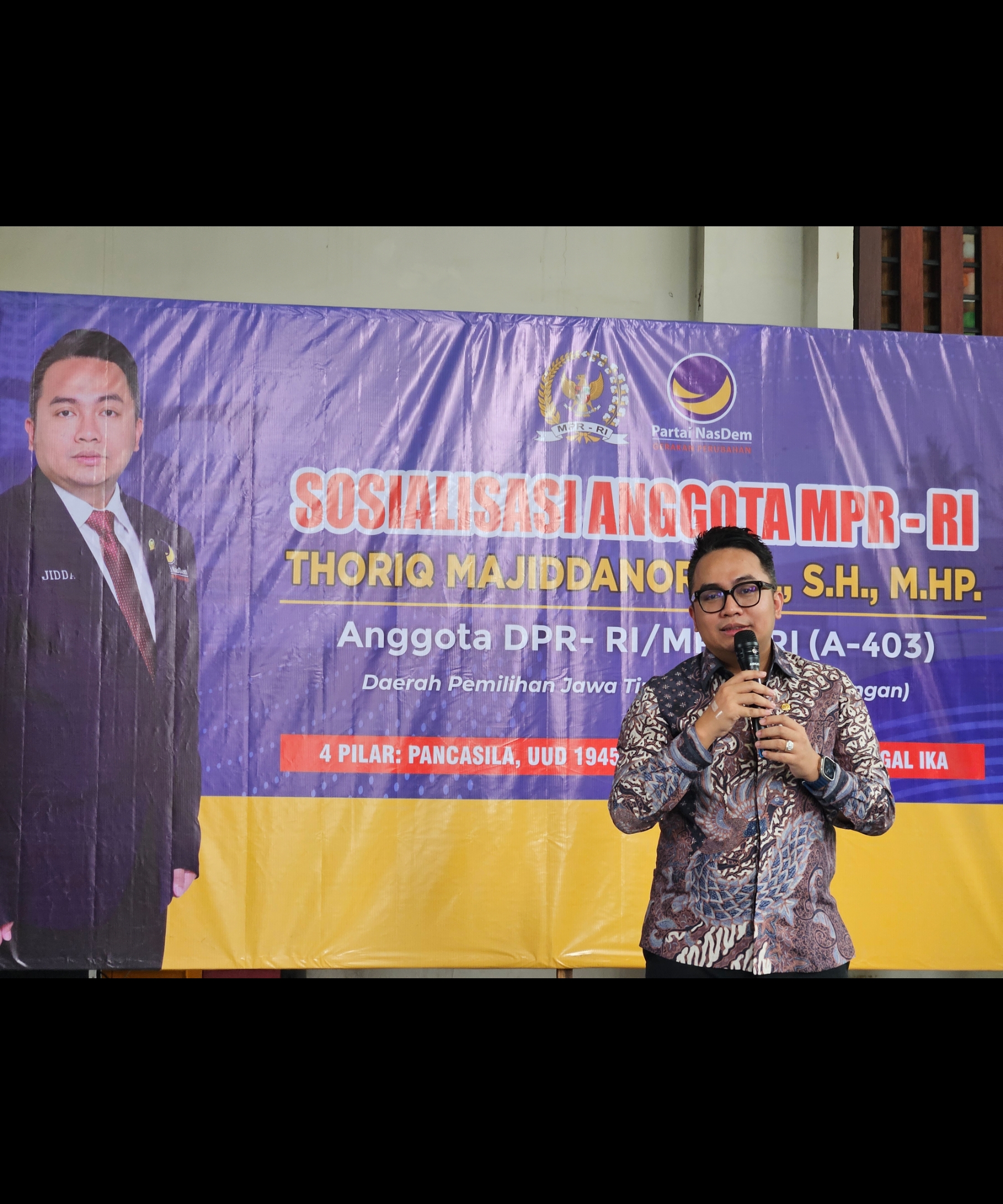 Banyak Gebrakan : Thoriq Majiddanor atau akrab disapa Jiddan menggelar sosialisasi 4 pilar dan melaunching rumah aspirasi.