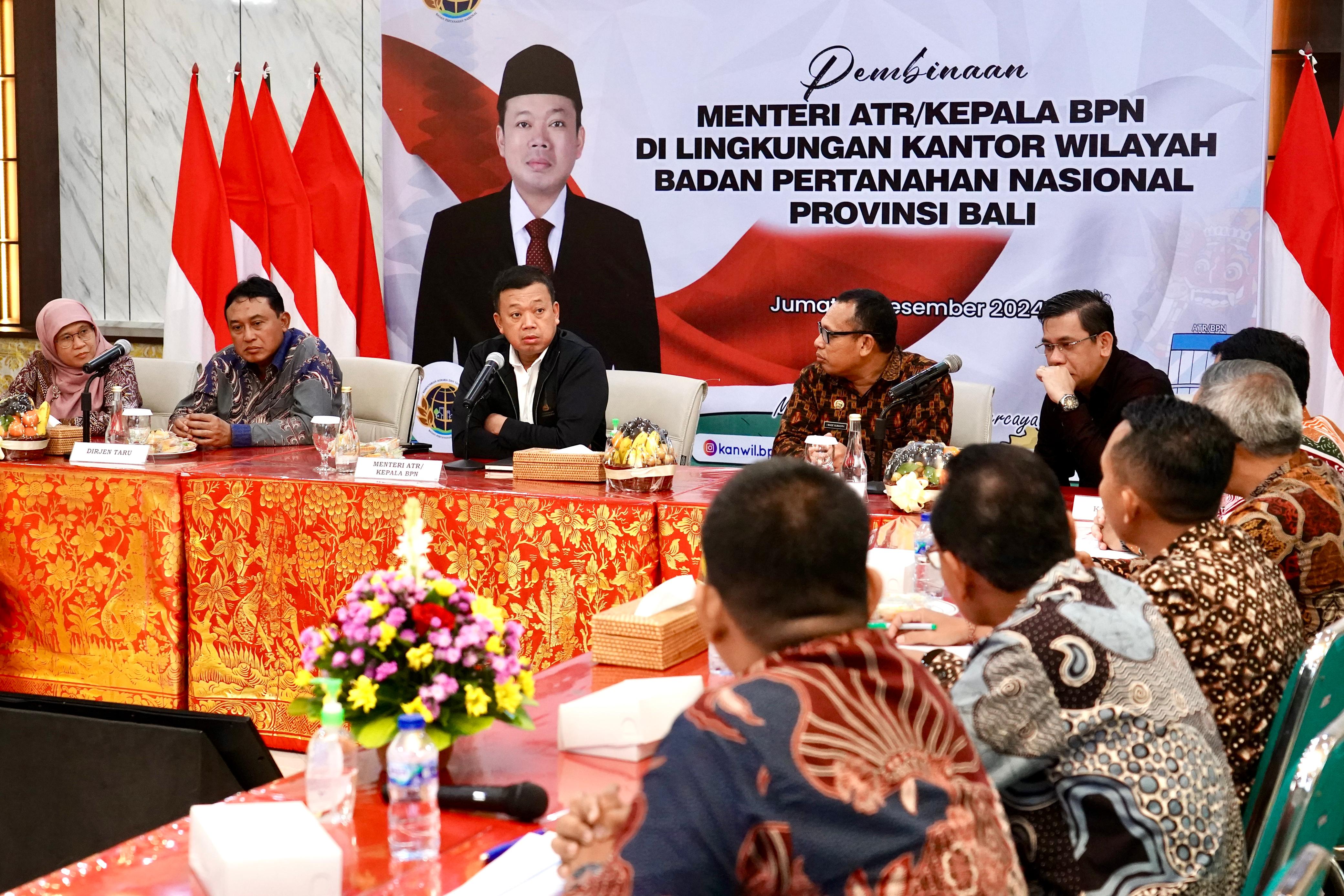 Apresiasi : Menteri ATR/BPN, Nusron Wahid mengapresiasi Provinsi Bali sebagai pelopor penerapan layanan pertanahan elektronik di seluruh kabupaten/kota, yang telah berjalan sejak Mei lalu.