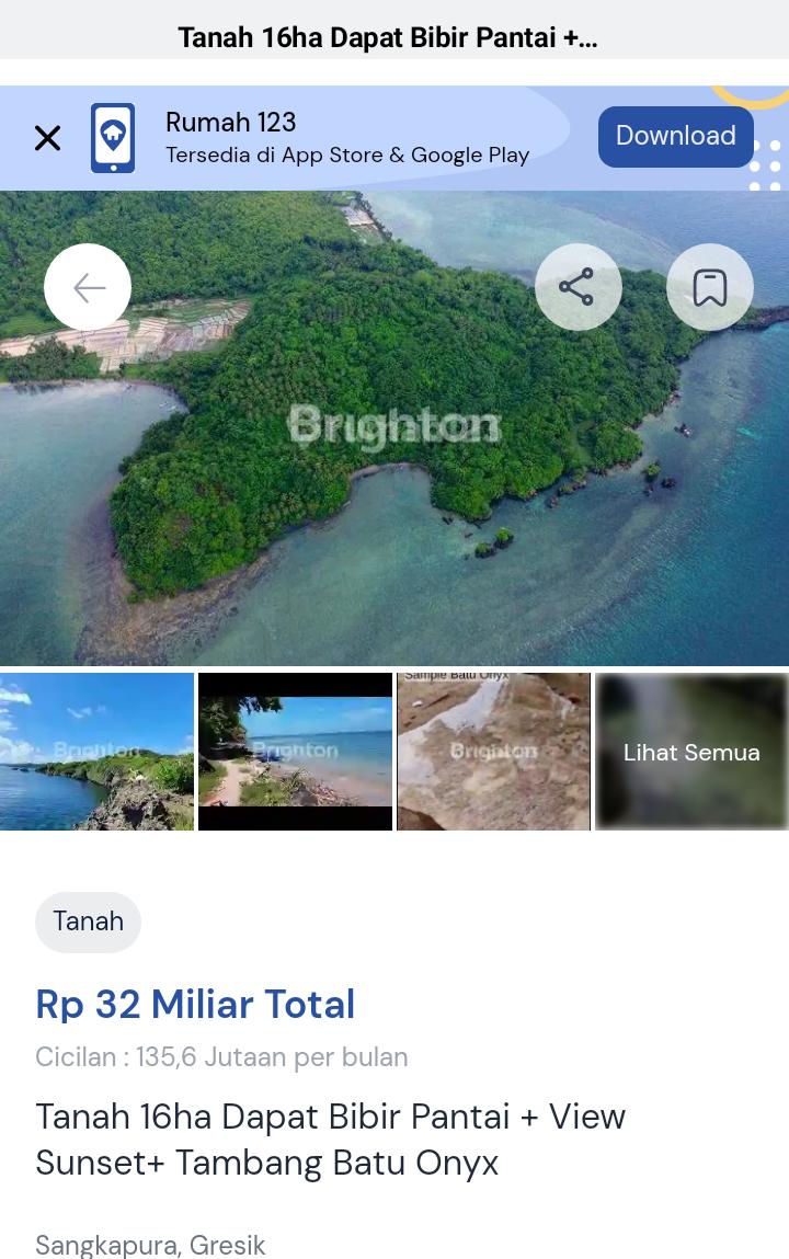 Dijual: Tanah di Kawasan Wisata Tanjung Ge