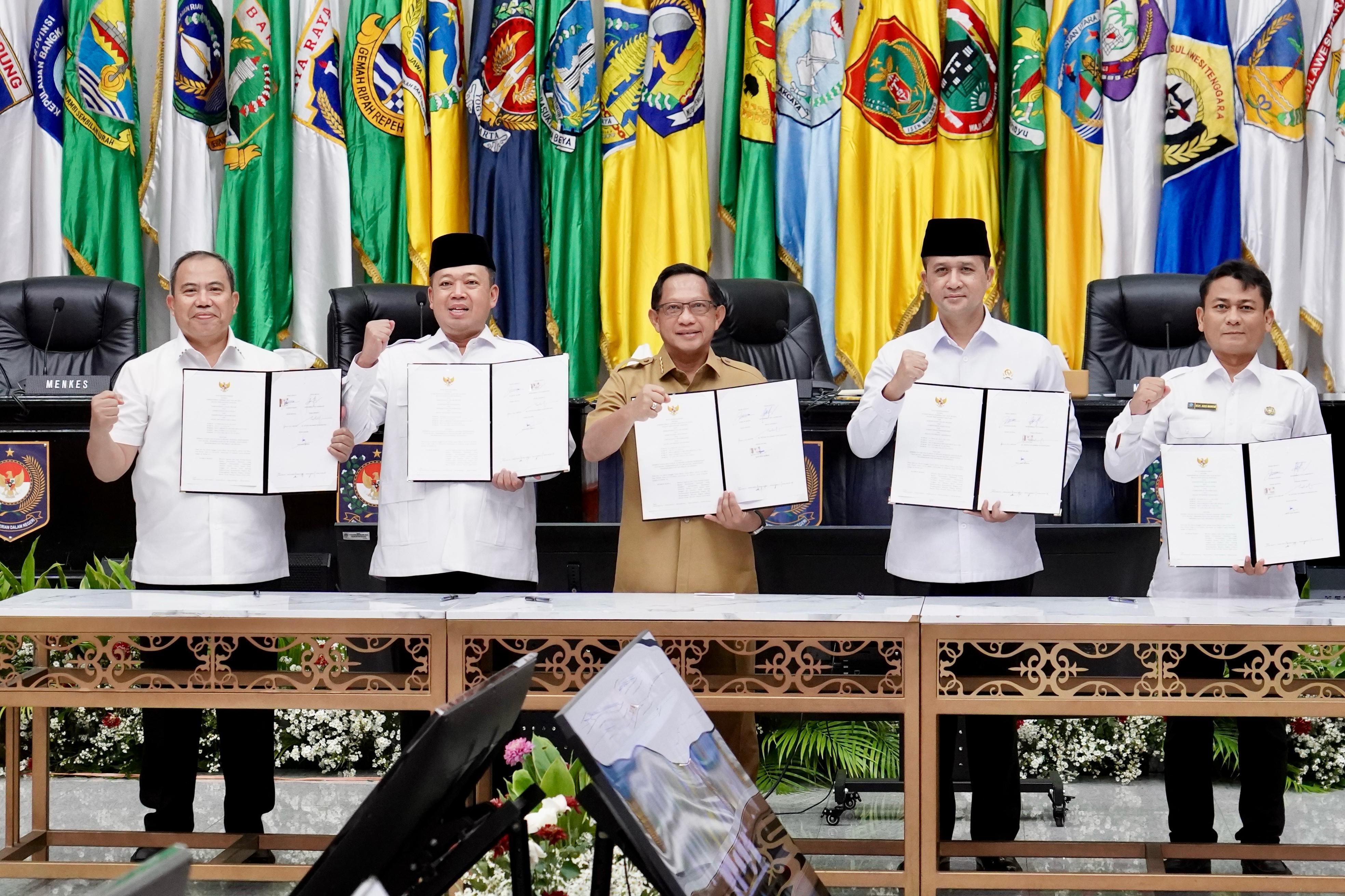Sinergi : Empat kementrian dan lembaga meningkatkan koordinasi lintas sektor dalam menyelesaikan berbagai tantangan, khususnya terkait reforma agraria, pengadaan tanah untuk proyek strategis nasional.
