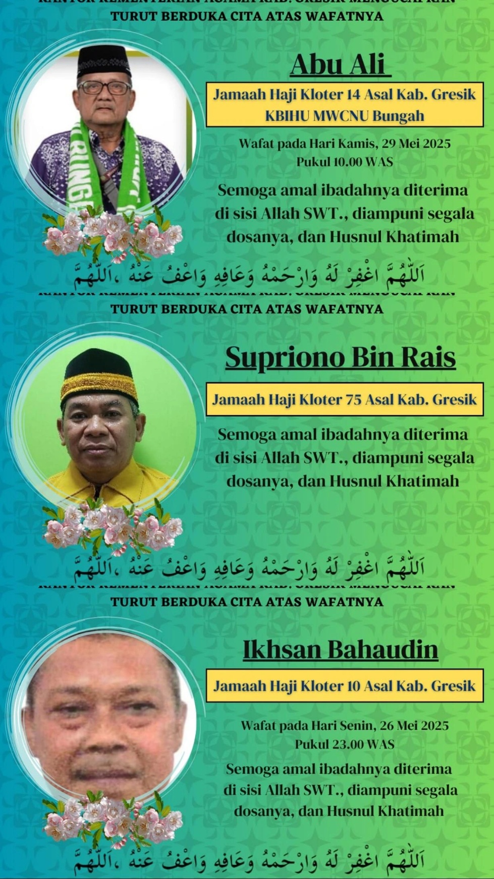 Jamaah haji Gresik meninggal.