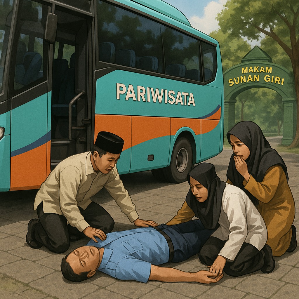 Ilustrasi  : sopir bus meninggal mendadak saat mengantarkan peziarah.