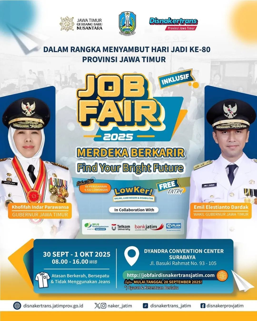 Pemprov Jatim akan menggelar Job Fair di Dyandra Convention Center Surabaya.