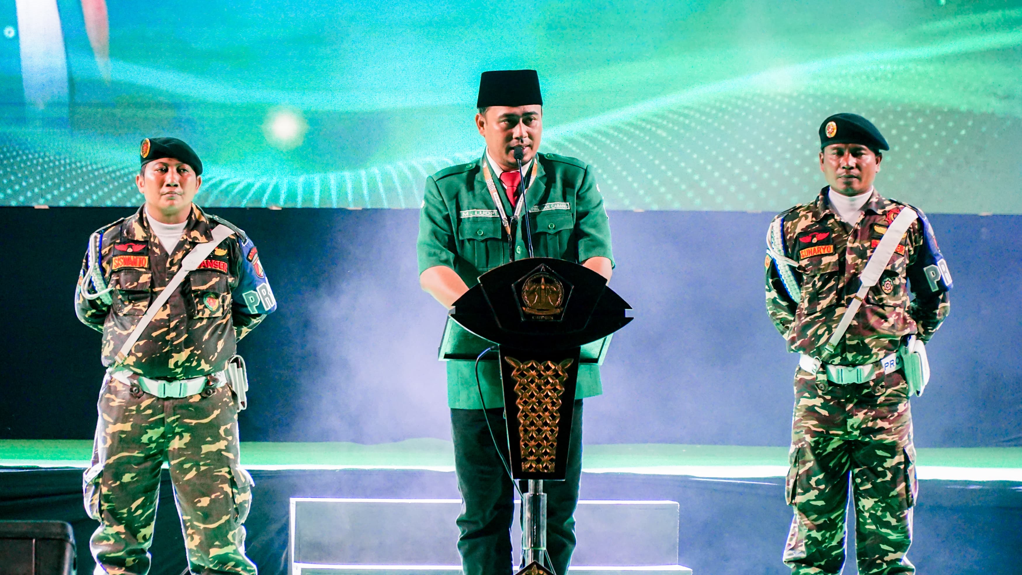 MENDESAK : Ketua PC GP Ansor Gresik, Sahabat Ludfi Khambali Abdillah mendesak aparat bertindak tegas penganiayaan anggota Banser.