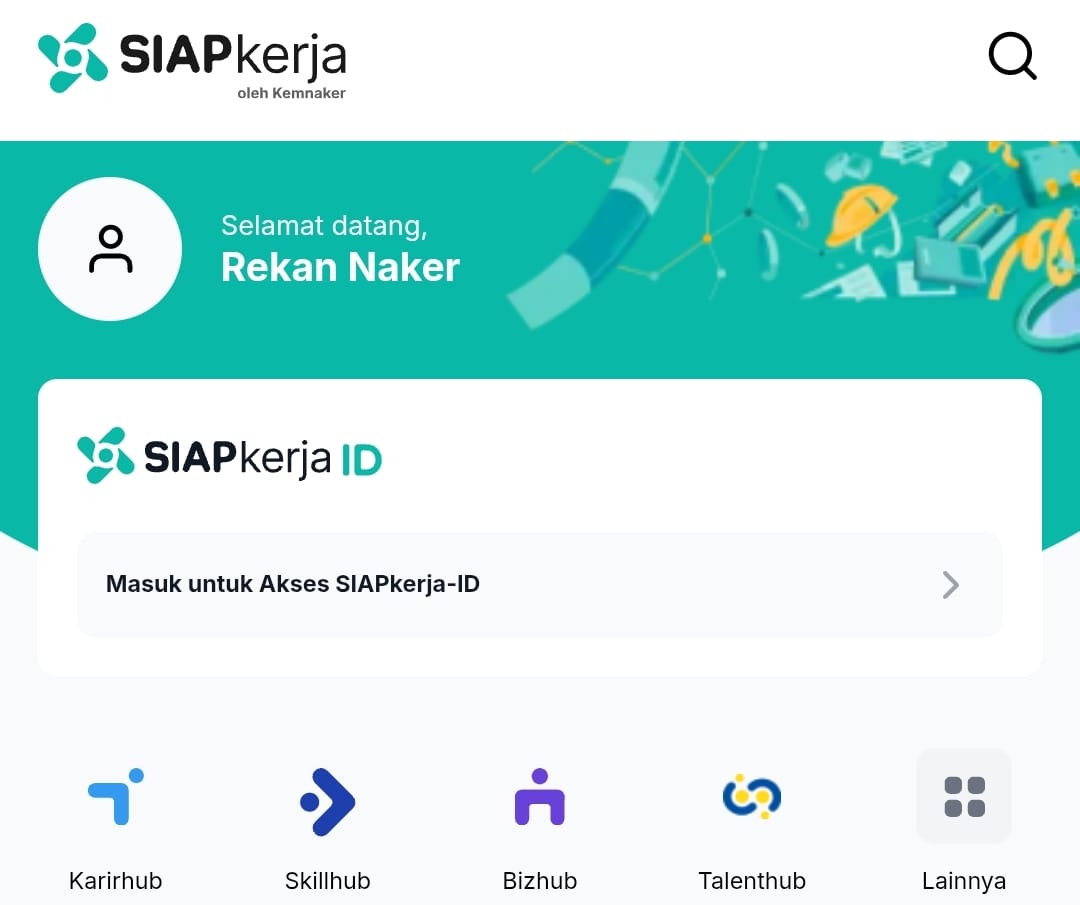 Tangkapan layar aplikasi Siap Kerja.
