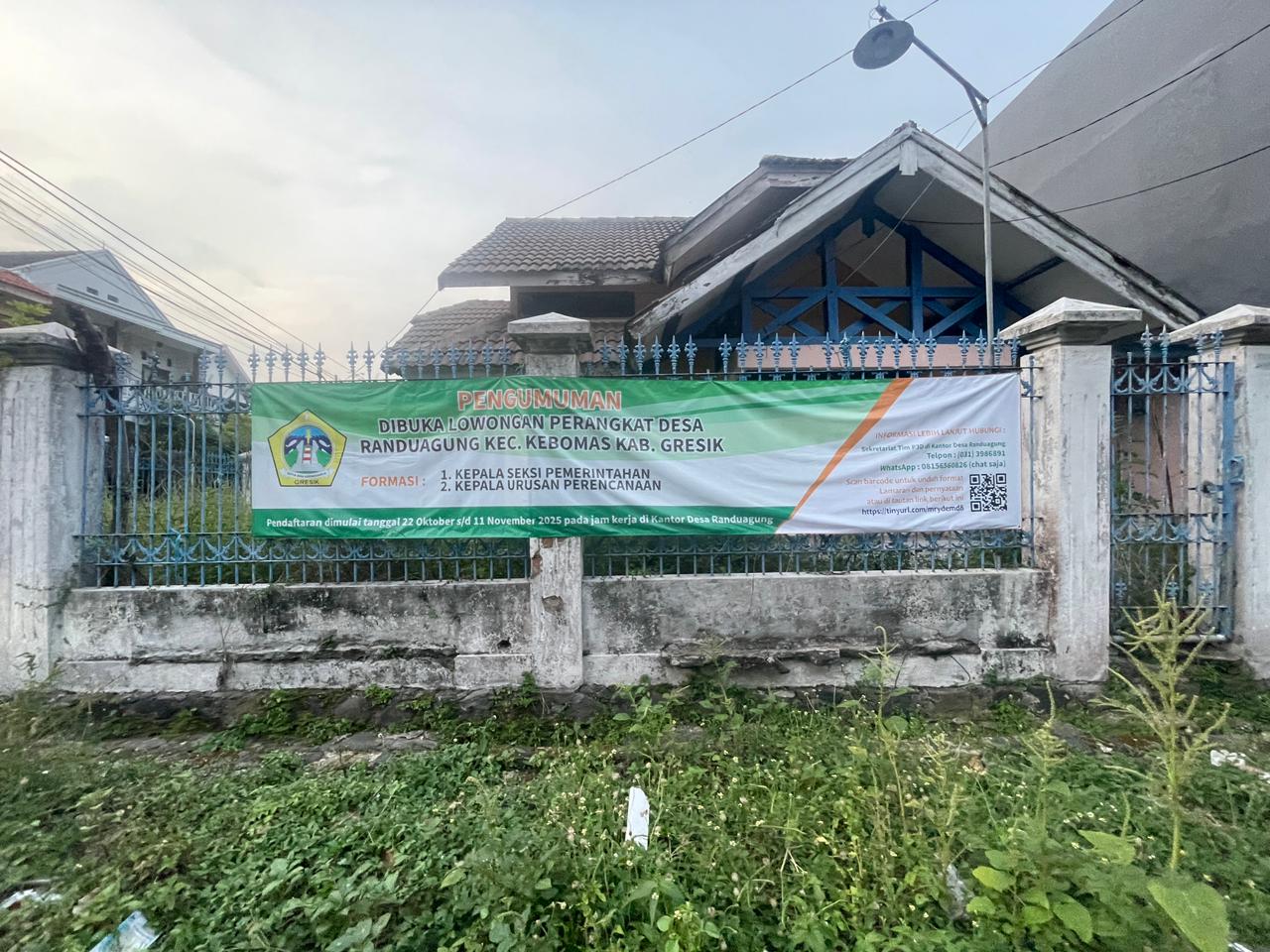 Desa Randuagung Kecamatan Kebomas sedang membuka rekrutmen perangkat desa.