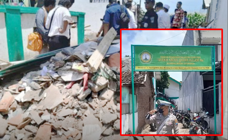 Satu Meninggal, Asrama Putri Ponpes Salafiyah Syafi&rsquo;iyah Syekh Abdul Qadir Jailani, Desa Belimbing, Kecamatan Besuki, Kabupaten Situbondo Ambruk.