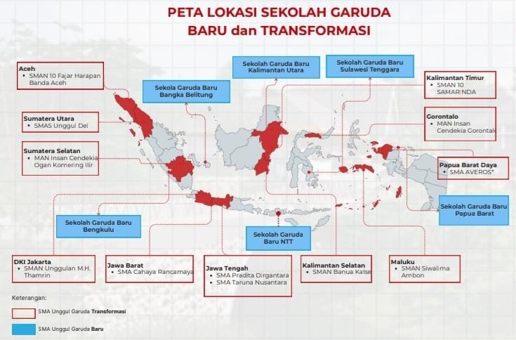Peta Lokasi Sekolah Garuda Baru dan Transformasi.