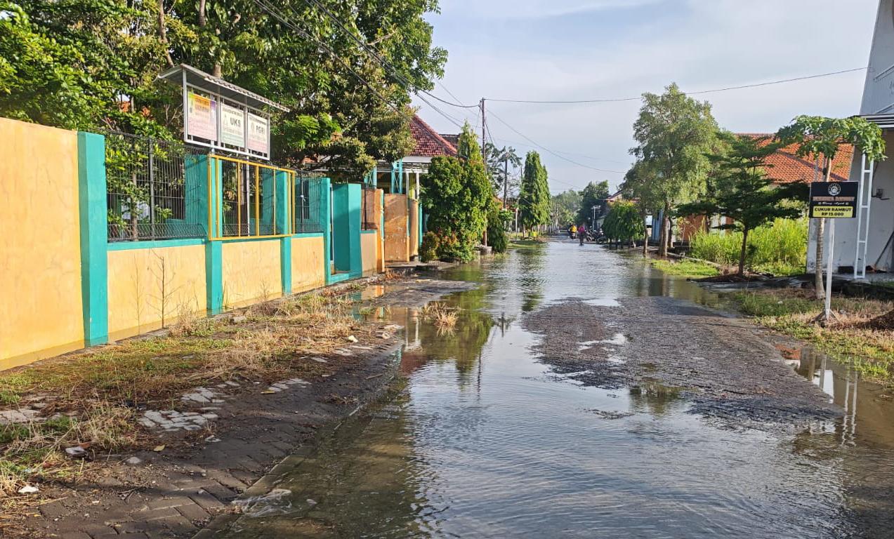 SURUT : Banjir Luapan Kali Lamong di wilayah Gresik Selatan mulai surut meskipun masih ada yang tergenang.