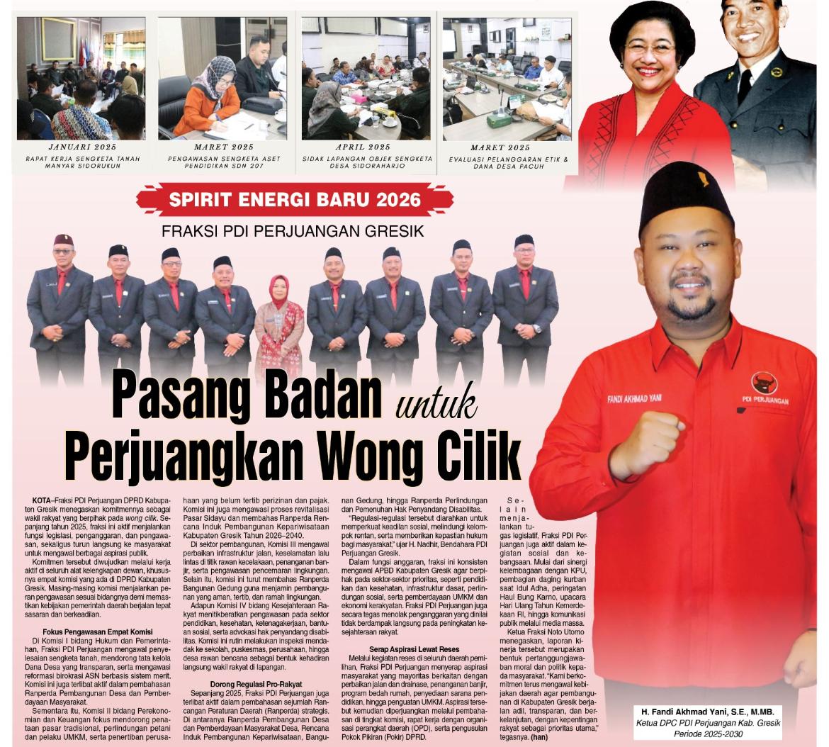 Fraksi PDI Perjuangan Gresik  PDI Perjuangan Pasang Badan untuk Perjuangkan Wong Cilik