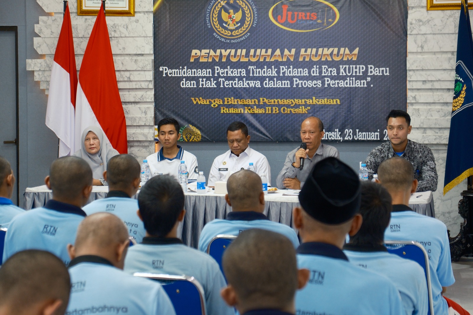 PENYULUHAN HUKUM : Rutan Gresik Gandeng BBH Juris Law Firm menggelar penyuluhan Hukum pemidanaan di era KUHP baru.