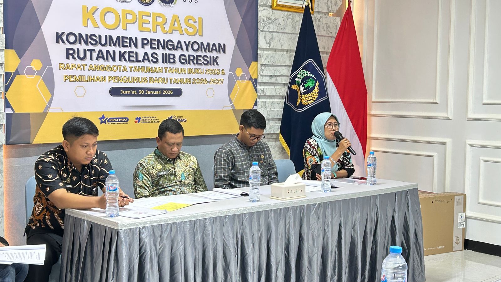RAT: Kepala Rutan Kelas IIB Gresik saat menggelar Rapat Anggota Tahunan (RAT) Koperasi Tahun Buku 2025 dan pemilihan pengurus baru masa bakti 2026-2027.