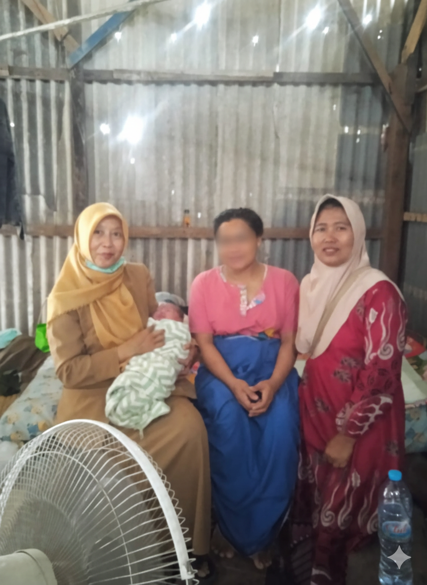 DRAMATIS: Bidan Desa, AHN ibu yang baru melahirkan serta Sriyatun penolong bayi usai melahirkan mendadak di pinggir jalan.