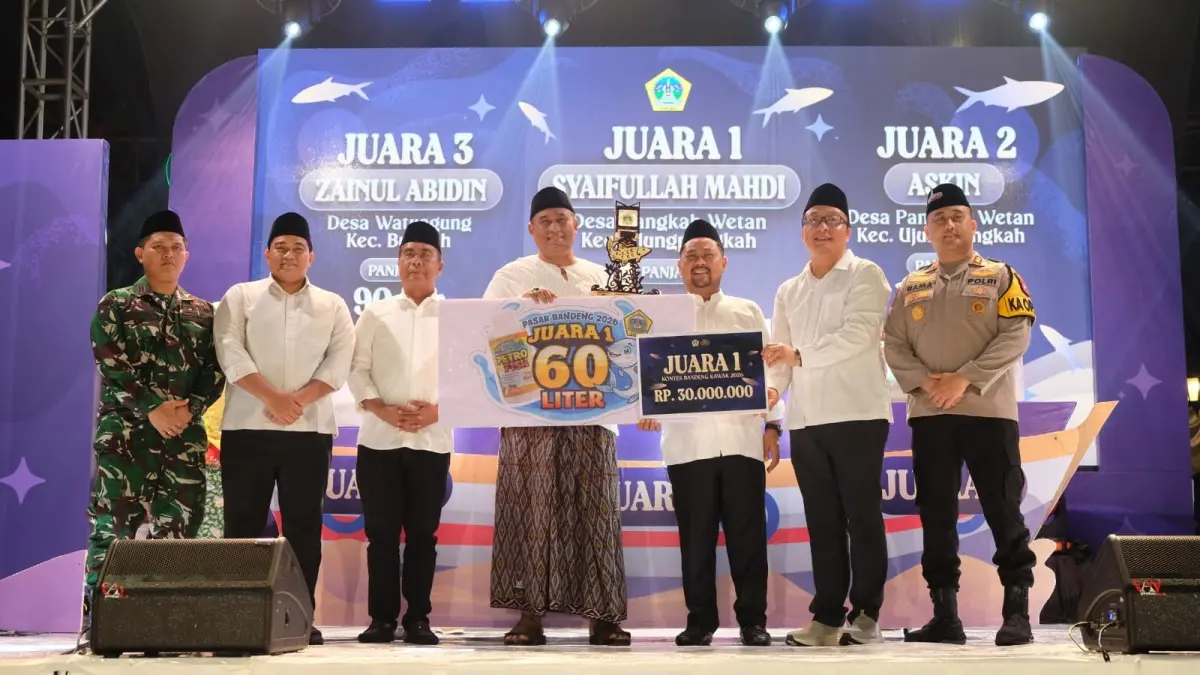 Syaifullah Mahdi, petambak kawakan asal Desa Pangkahwetan, Kecamatan Ujungpangkah berhasil menjadi juara satu kontes bandeng. 