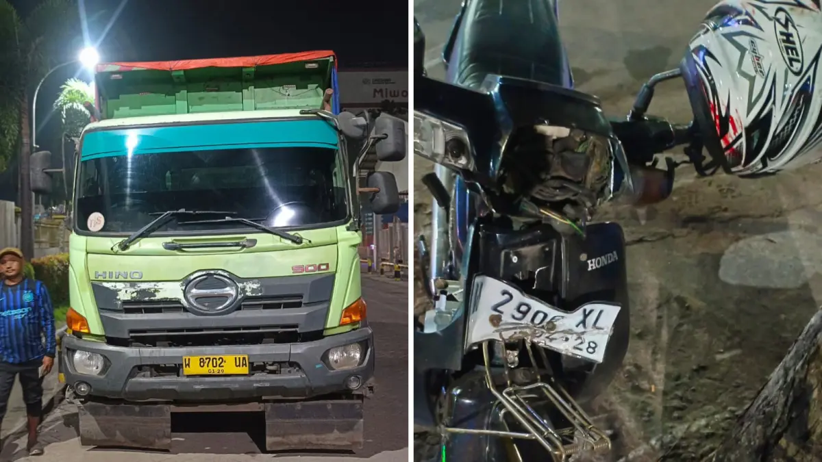 Tragis : Dua kendaraan sepeda motor usai terlibat kecelakaan di depan PT Miwon. (Ist/Radar Gresik) 