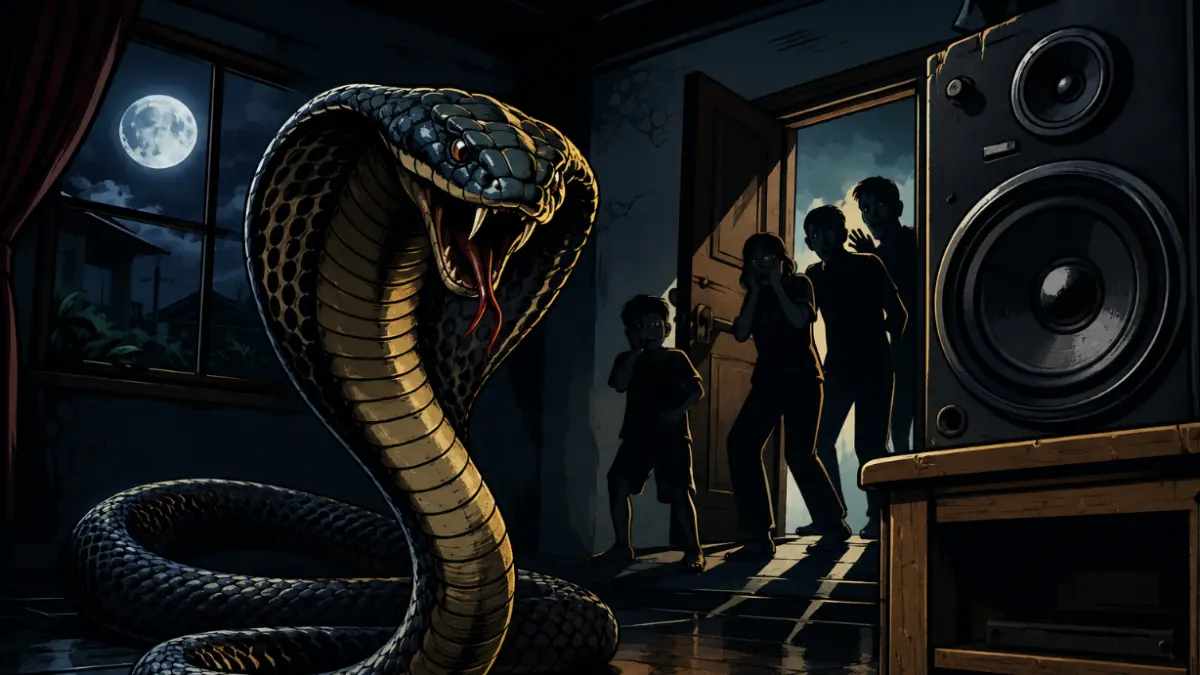 Beberapa ular kobra ditemukan bersembunyi di sela-sela kasur kamar tidur, bawah meja, dekat pompa air, hingga di bawah perangkat pengeras suara di dalam rumah. Foto : Ilustrasi Ai.