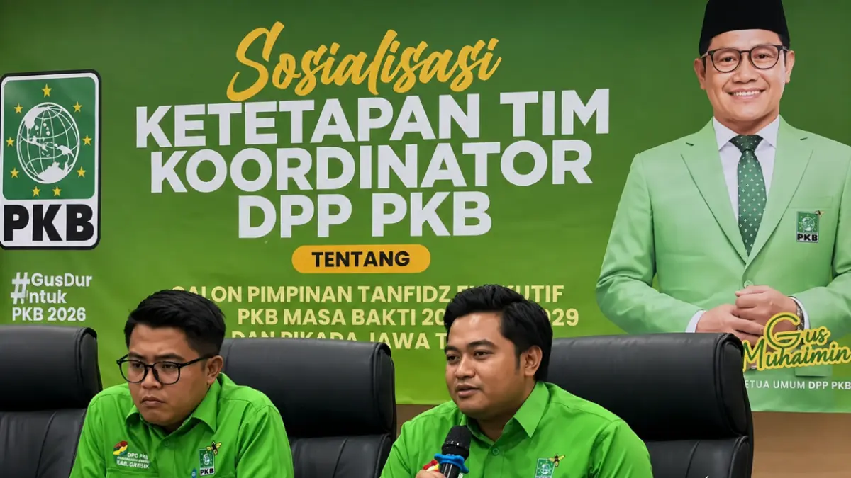 M. Syahrul Munir memberikan sambutan usai ditunjuk memimpin DPC PKB Gresik.