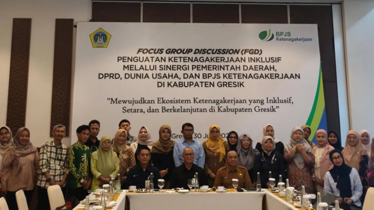 Penguatan : BPJS Ketenagakerjaan gelar FGD untuk perkuat sinergi ekosistem kerja lintas sektor. (Foto : Ist/Radar Gresik) 