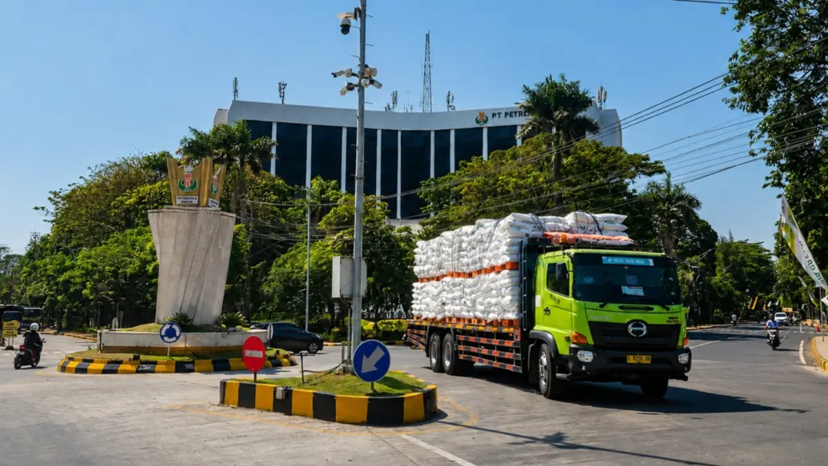 Sepanjang 2025, produksi pupuk Petrokimia Gresik mencapai 4.683.477 ton atau sekitar 105 persen dibandingkan realisasi tahun sebelumnya. Foto : M. Firman Syah / Radar Gresik.