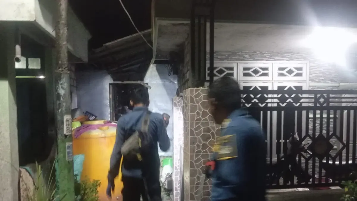 DIEVAKUASI : Petugas Damkarla Gresik saat melakukan evakuasi ular kobra sepanjang satu meter dari warga di Desa Palebon, Kecamatan Duduksampeyan, Gresik. (Foto : Ist/Radar Gresik) 
