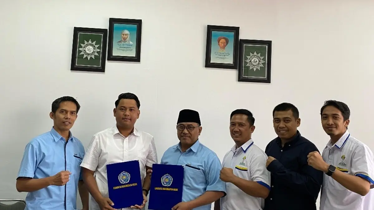 KOLABORASI : Kerja sama strategis Universitas Muhammadiyah Gresik dan Himpunan Pengusaha Muda Indonesia (HIPMI) Gresik untuk mencetak wirausaha muda masa depan. (IST/ RADAR GRESIK)