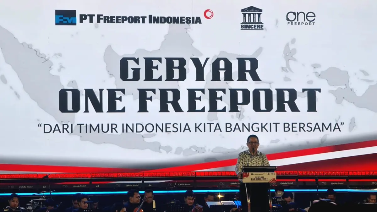 Optimis : Presiden Direktur PT Freeport Indonesia Tony Wenas menyampaikan sambutannya dalam acara penutupan rangkaian acara HUT RI PTFI.