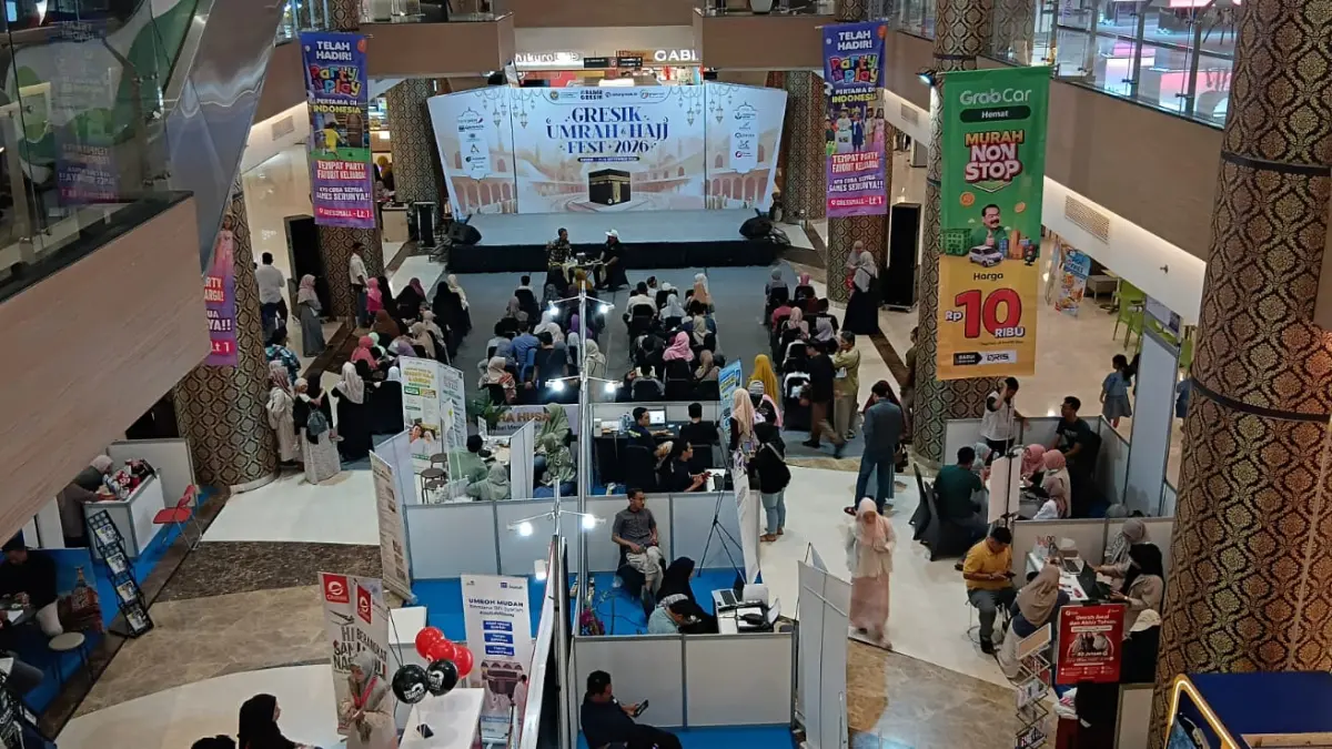 Kemenhaj) Kabupaten Gresik bersama Radar Gresik sukses menyedot antusiasme masyarakat selama tiga hari penuh di Atrium Gressmall (11–13 September 2026). (Foto : Fajar/Radar Gresik)