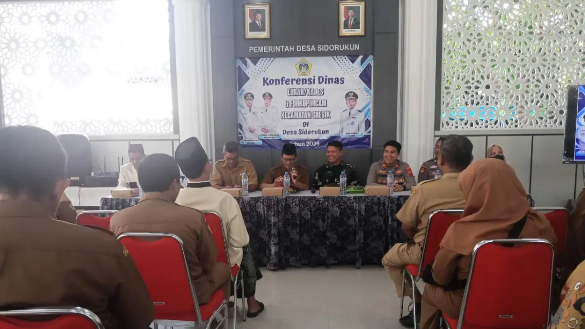 PERKUAT : Forkopimcam Gresik perkuat koordinasi jaga kondusifitas wilayah. (Foto : Fajar/Radar Gresik)