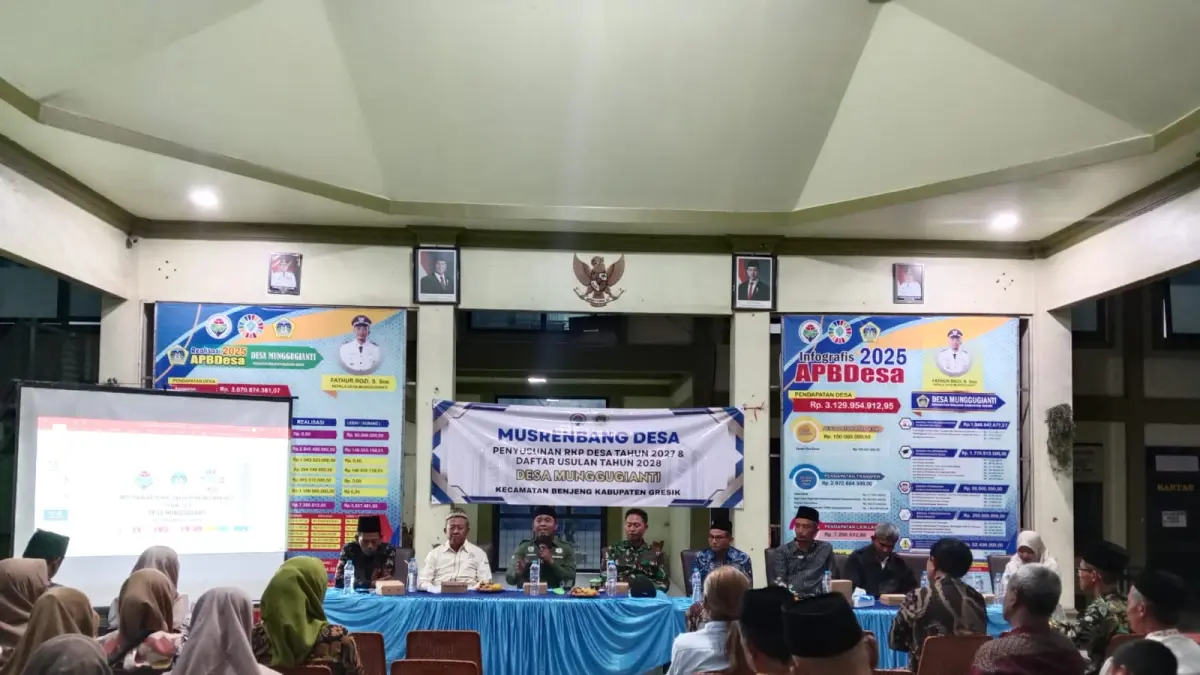 PEMBANGUNAN : Musrenbangdes Munggugianti tentukan arah pembangunan desa. (Foto : Ist/Radar Gresik)