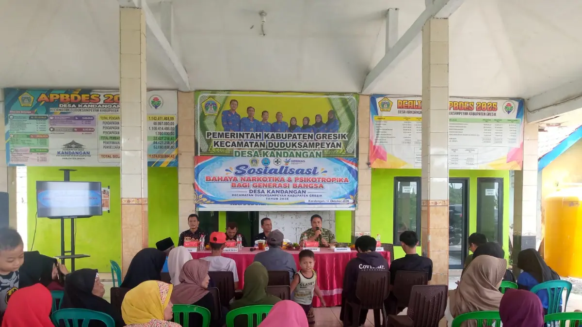 Pemerintah Kecamatan Duduksampeyan, Gresik sosialisasi bahaya Narkotika. (Foto : Fajar/Radar Gresik)