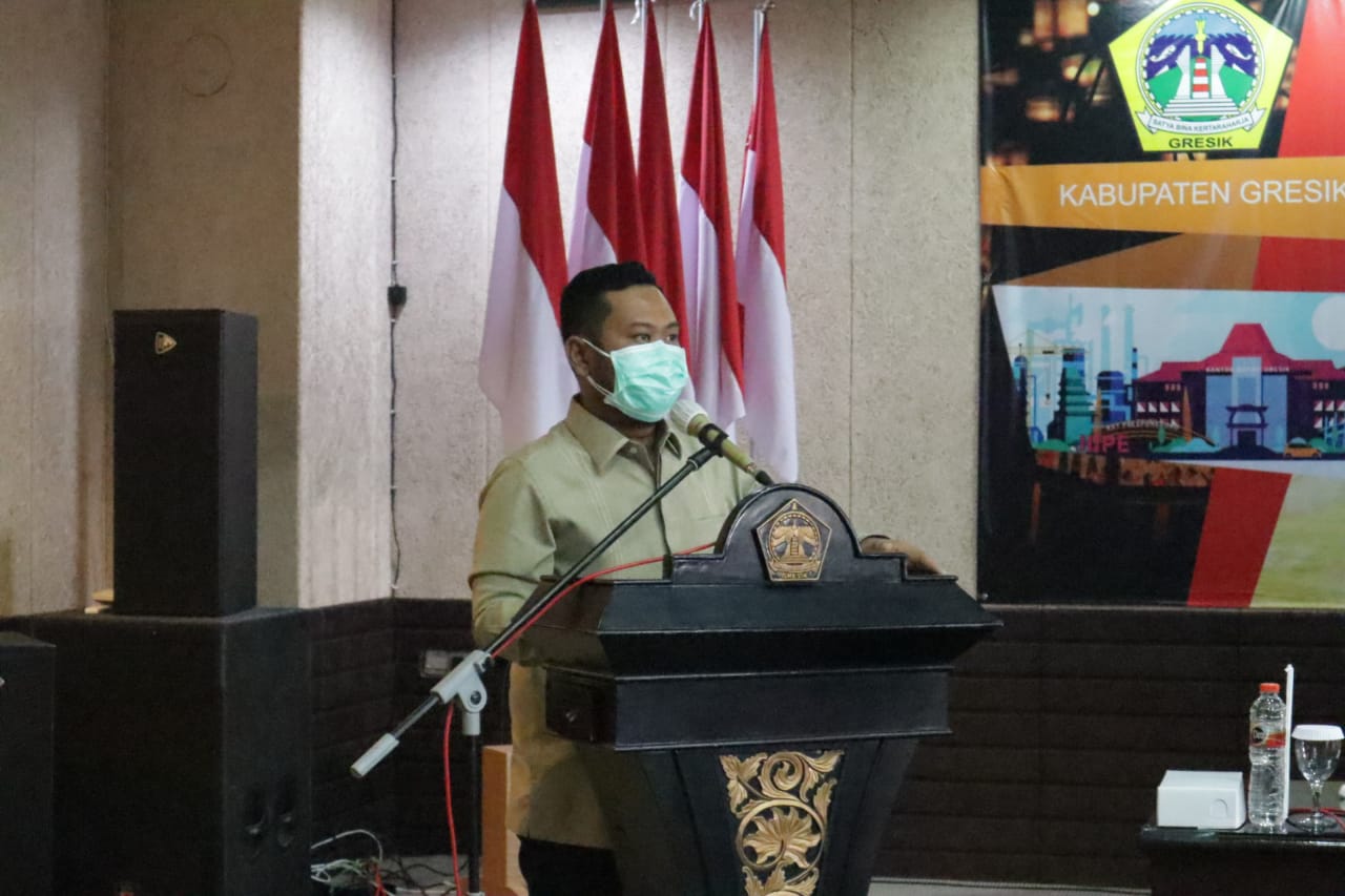 MUSREMBANG: Bupati Gresik Fandi Akhmad Yani saat pembukaan musrembang yang dimulai di pendopo, kemarin.