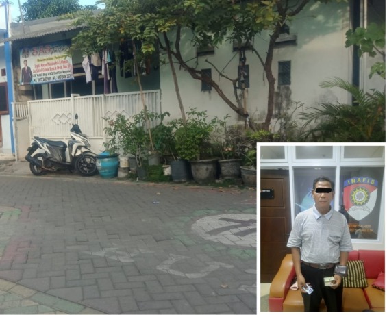 DICIDUK: Tersangka SGT (foto kanan)saat diamankan di Mapolres Gresik. Rumah pelaku SGT yang dalam sehariharinya juga menjadi tukang jahit di rumahnya. (Ist./Radar Gresik)