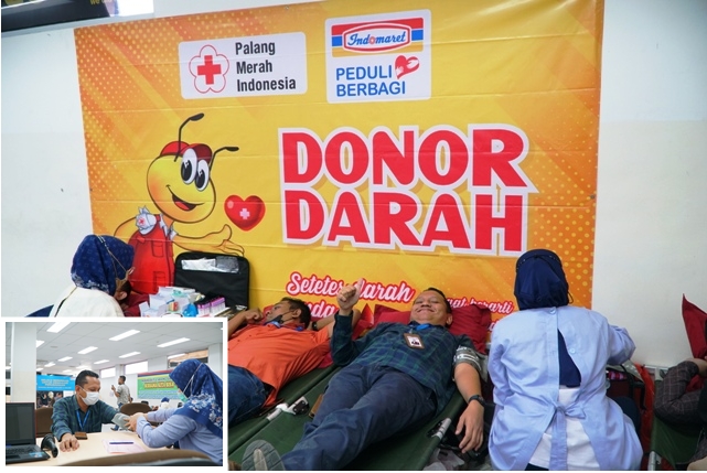 PEDULI BERBAGI: Deputi Brand Manager PT Indomarco Prismatama (Indomaret) Cabang Gresik, Vinsensius Chandra Yantri Sena bersemangat ketika mendonorkan darah agar bisa bermanfaat bagi masyarakat. (Ist/Radar Gresik)