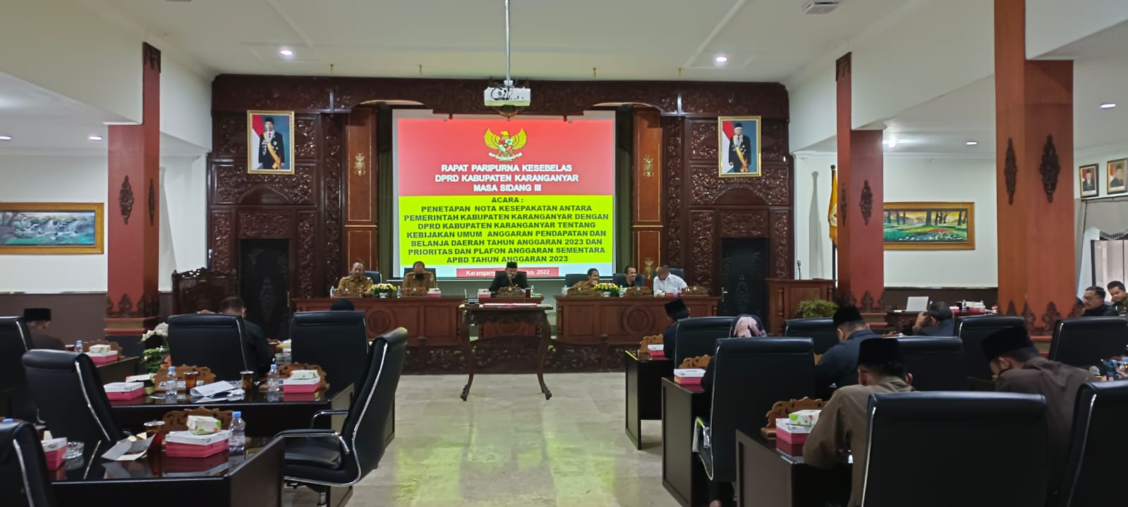 PERENCANAAN: Sidang paripurna dengan pembahasan KUA-PPAS APBD 2024 di DPRD Karanganyar, Jumat (4/8).