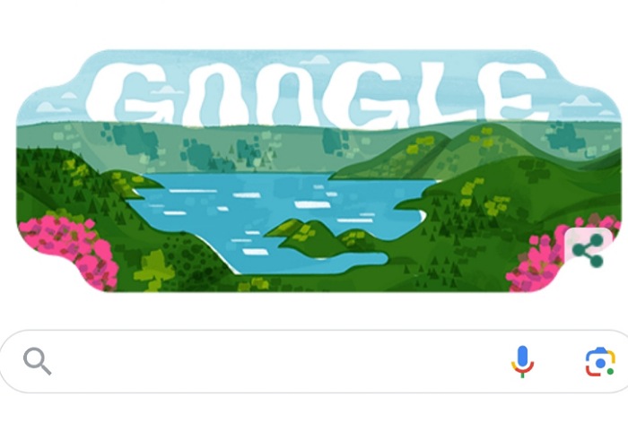 Google Doodle Danau Toba merayakan tiga tahun penetapan UNESCO Global Geopark.