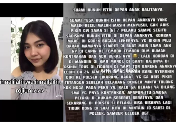Mega Suryani Dewi yang dibunuh suaminya di Cikarang Barat, Bekasi.
