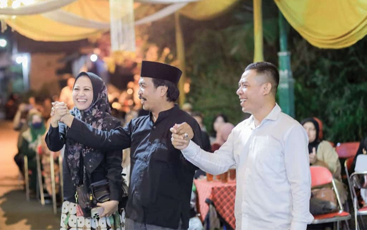 JAJAKI KOALISI: Ketua Golkar, Gerindra, dan Demokrat Sragen bertemu di satu acara.