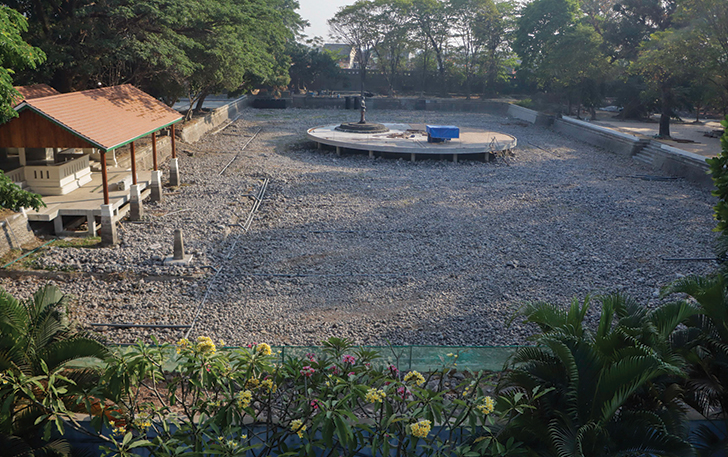 BELUM JADI: Taman Balekambang tengah direvitalisasi dan baru akan selesai akhir tahun ini.