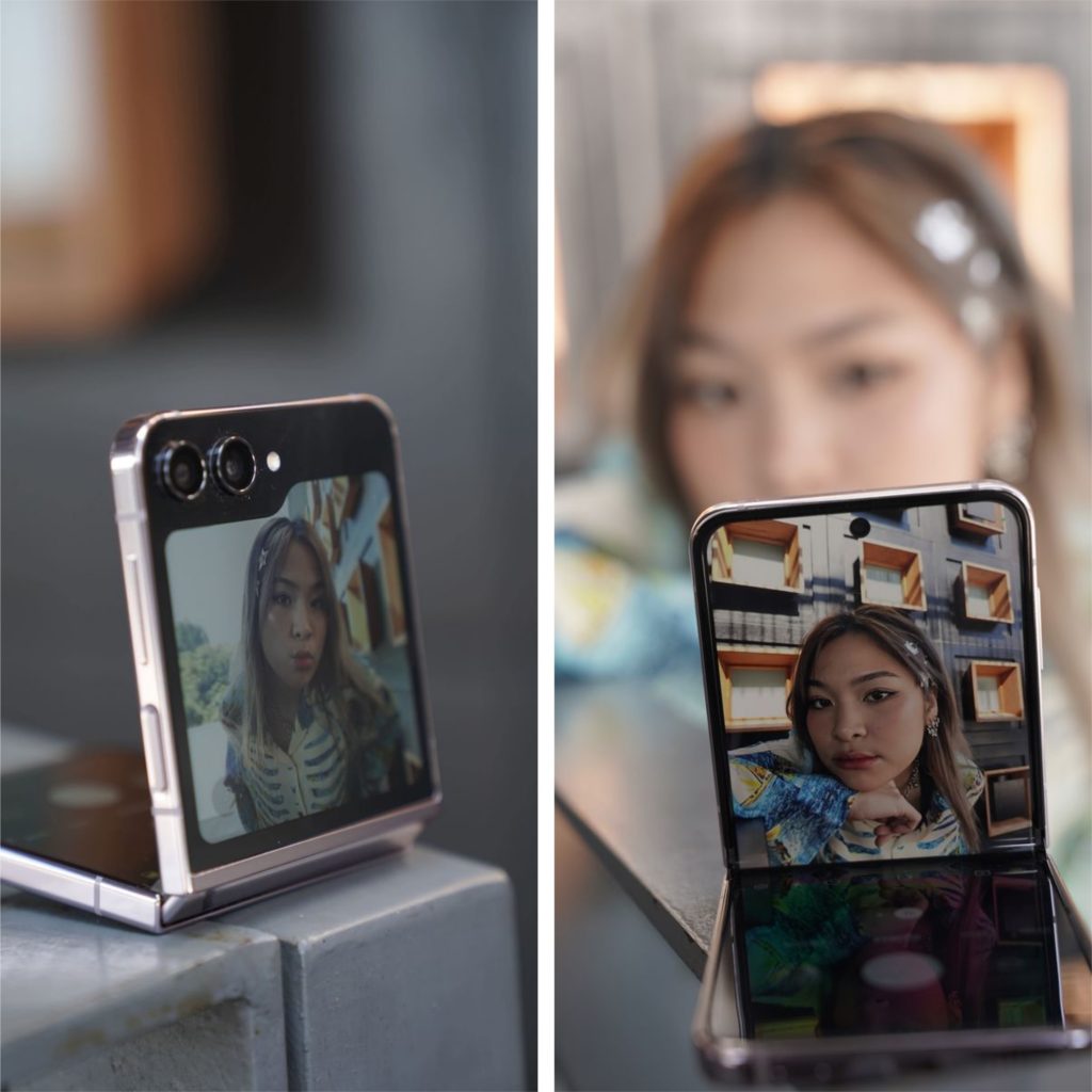 Dual Preview pada Galaxy Z Flip5 membantu proses Content Making jadi lebih mudah dan praktis.