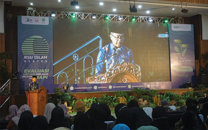 Direktur Utama RSU Islam Klaten dr. Sutrisno saat memberikan sambutan dalam Milad Ke-37 RSU lslam Klaten.