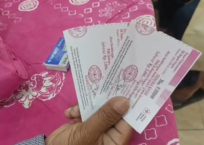 Kupon penarikan CPP di Desa Pilangsari, Kecamatan Ngrampal. Dalam kupon bertuliskan Rp 3.000, tapi ditarik Rp 5.000.