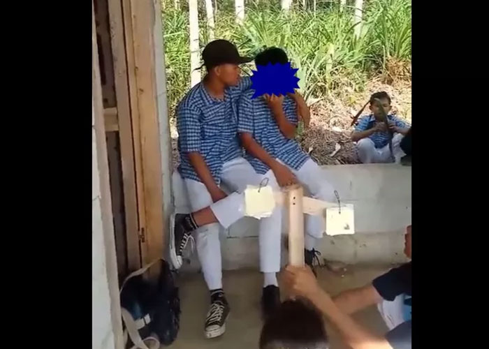 Korban dan pelaku bullying SMP 2 Cimanggu, Cilacap, yang videonya viral di media sosial.